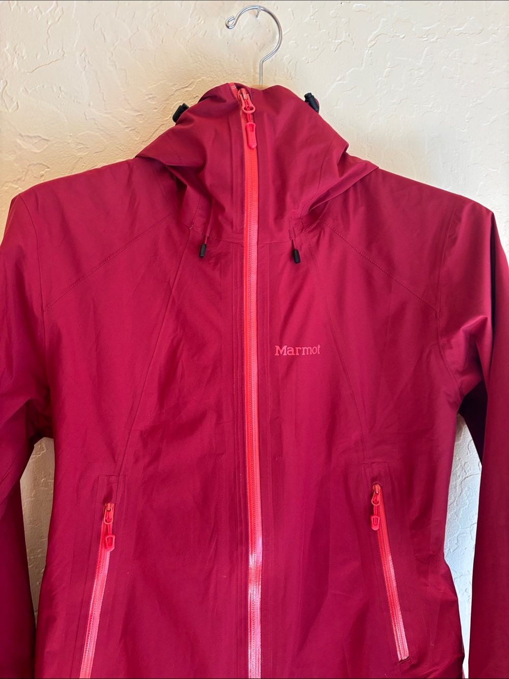 Marmot Rain Jacket Zip Up Red Medium - Picture 2 of 6